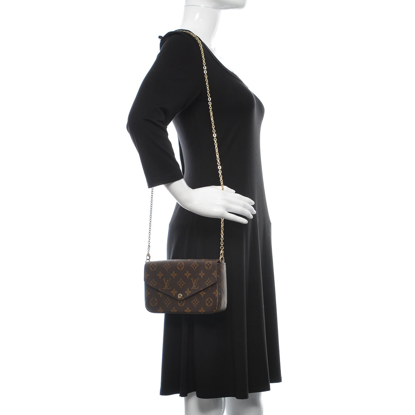 Monogram Pochette Felicie Chain Wallet Fuchsia