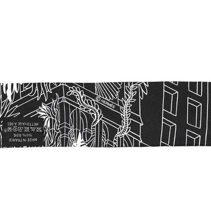 Hermes Silk Animapolis Twilly Black White 3 of 4