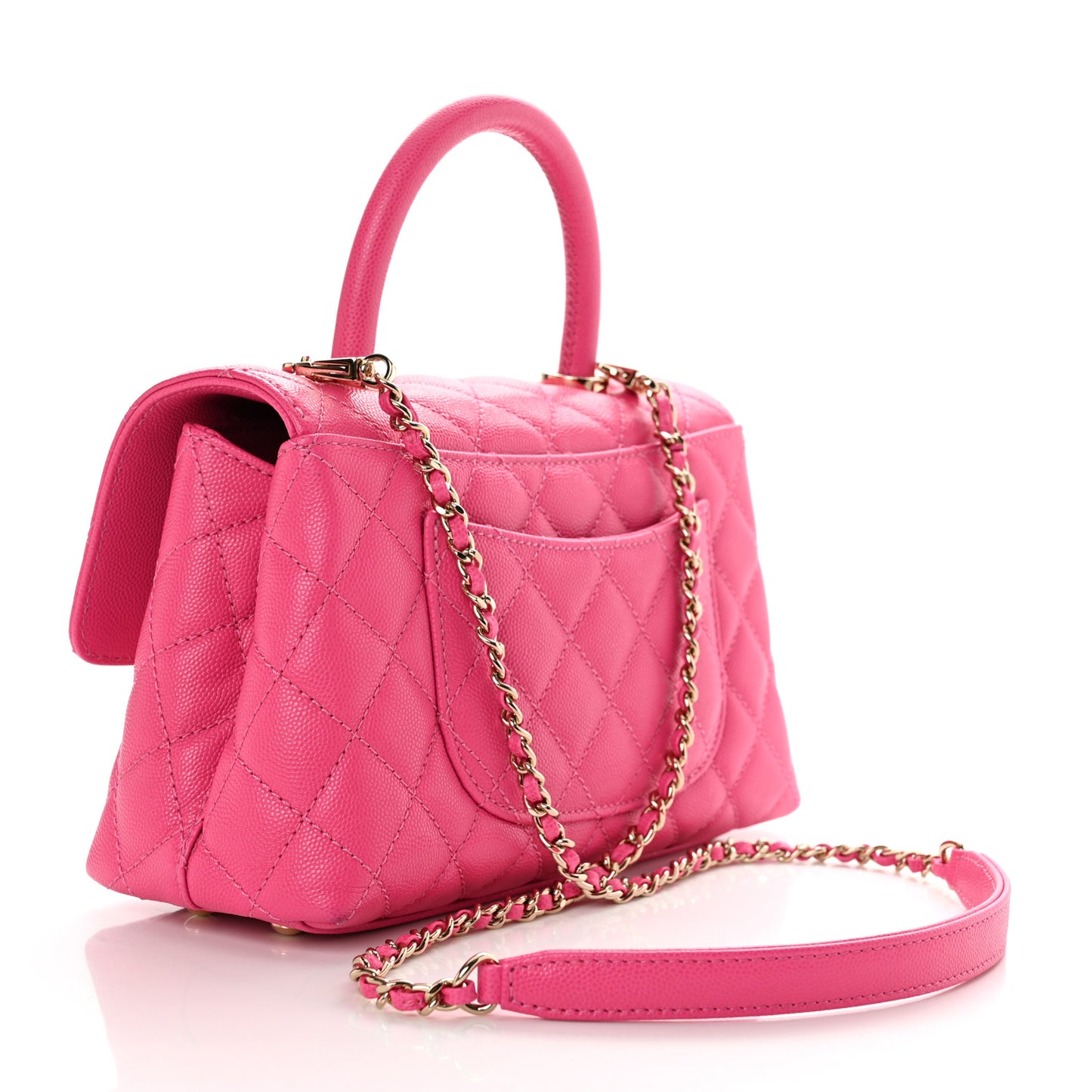 Caviar Quilted Mini Coco Handle Flap Rose