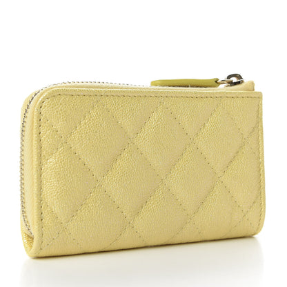 Chanel Iridescent Caviar Quilted Key Holder Case Yellow 4 of 8