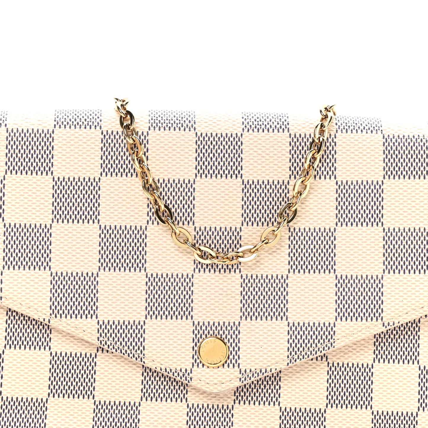 Damier Azur Pochette Felicie Chain Wallet Rose Ballerine