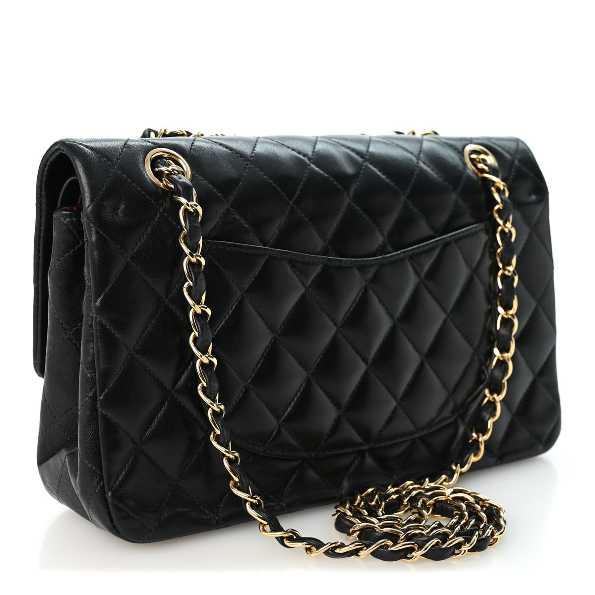 Lambskin Quilted Medium Double Flap Black