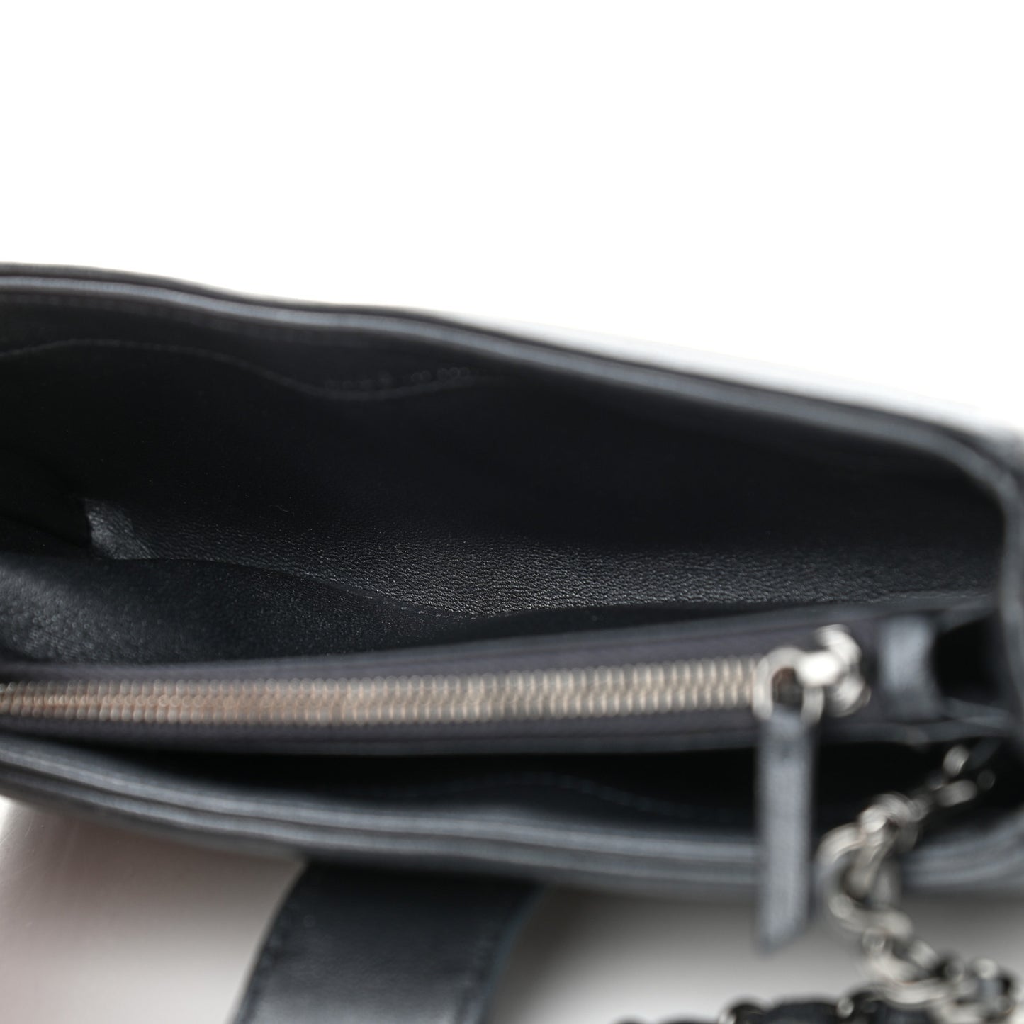 Metallic Galuchat Stingray Lambskin Mini Clutch With Removable Chain Dark Grey