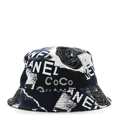 Chanel Cotton Coco Print Bucket Hat M Navy Black White 1 of 7