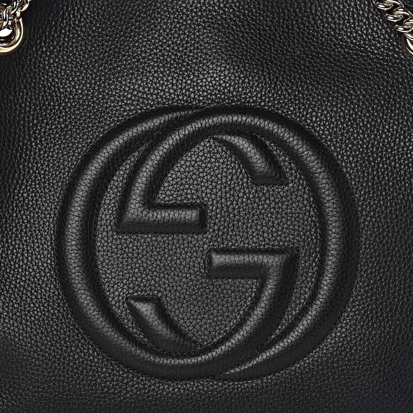 Pebbled Calfskin Medium Soho Chain Shoulder Bag Black