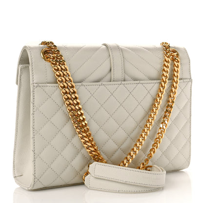 Saint Laurent Grain De Poudre Textured Mixed Matelasse Triquilt Medium Monogram Satchel Crema Soft 5 of 21