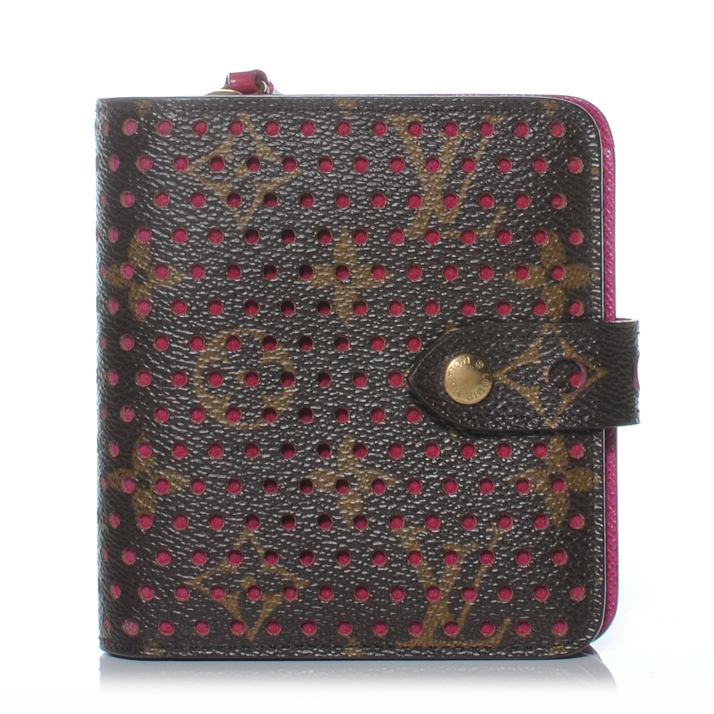 Monogram Perforated Compact Zipped Wallet Fuchsia