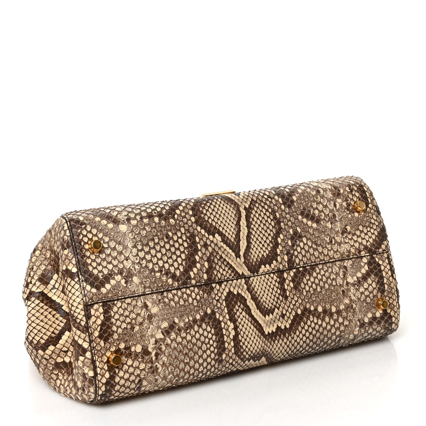Snakeskin Small BV Angle Shoulder Bag Brown