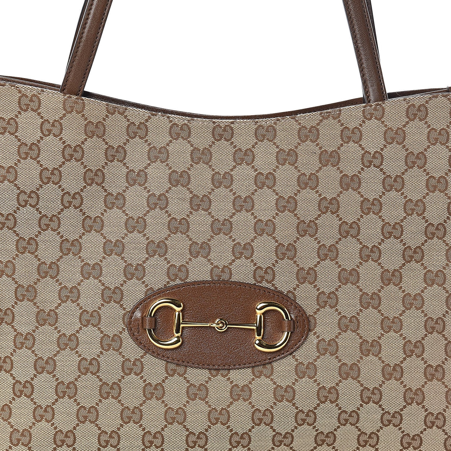 Monogram Horsebit 1955 Tote Bag Beige Brown Sugar