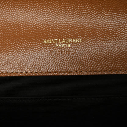 Saint Laurent Grain De Poudre Matelasse Chevron Monogram Cassandre Flap Pouch Natural Dark 7 of 8