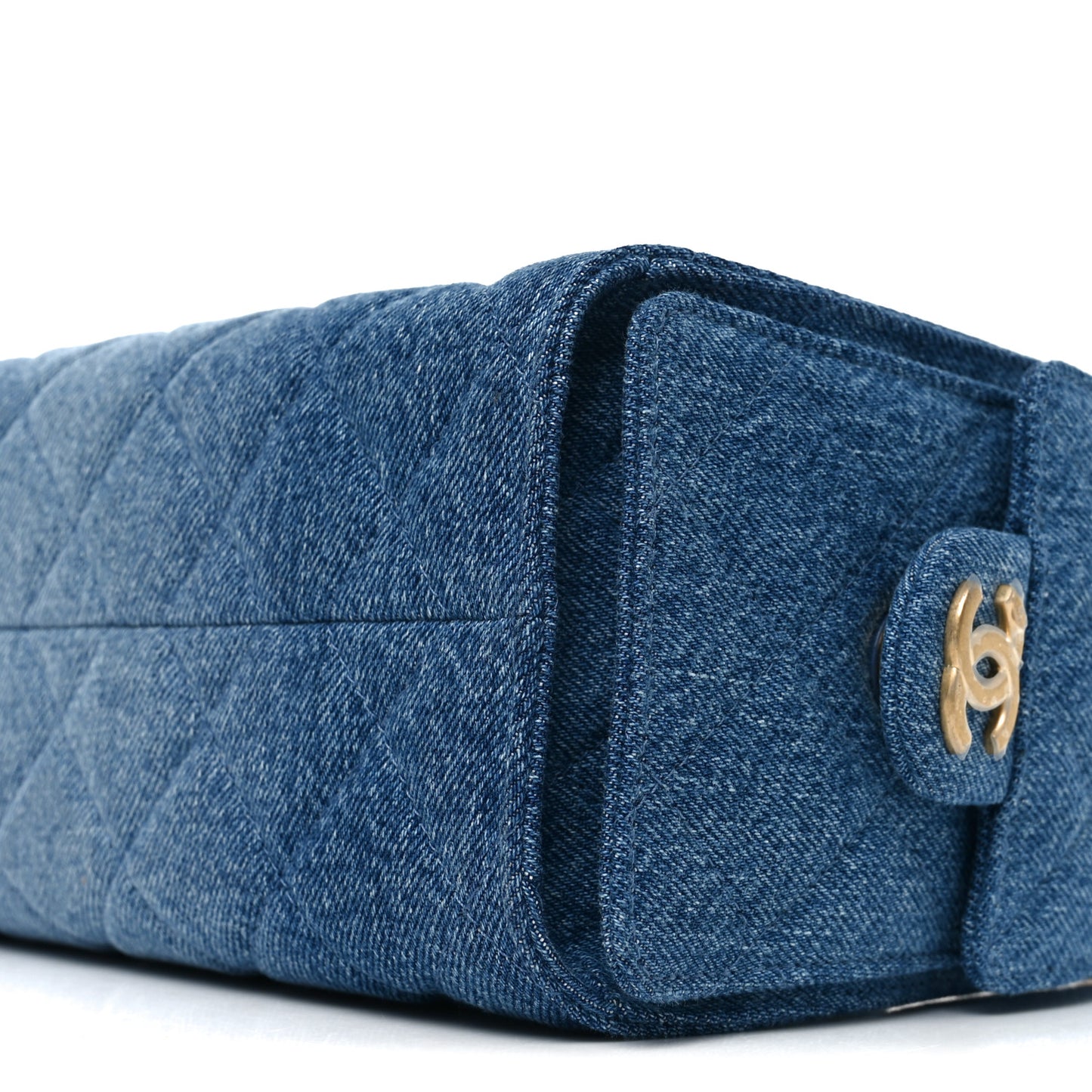 Washed Denim Quilted Mini Chanel 25 Handbag Blue