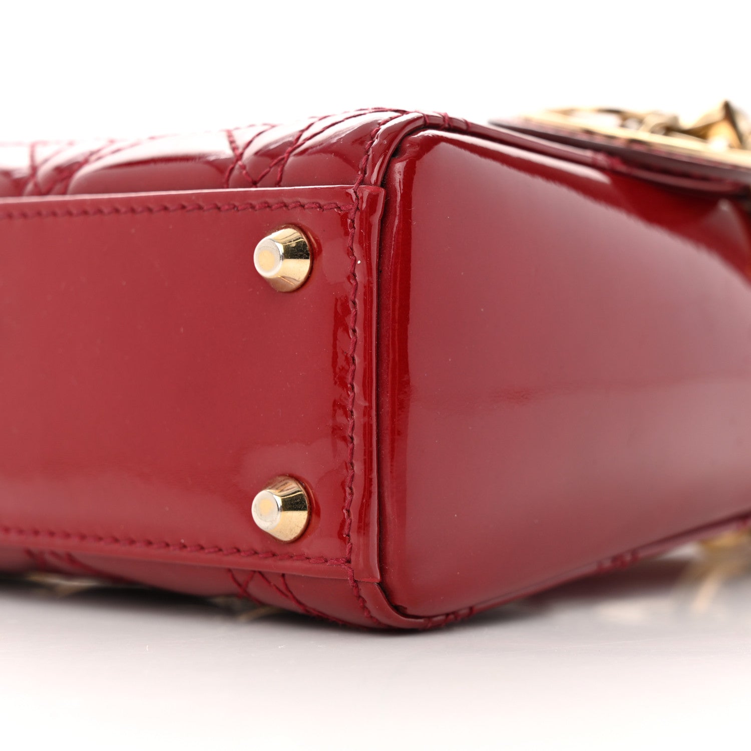 Christian Dior Patent Cannage Mini Lady Dior Red 10 of 18