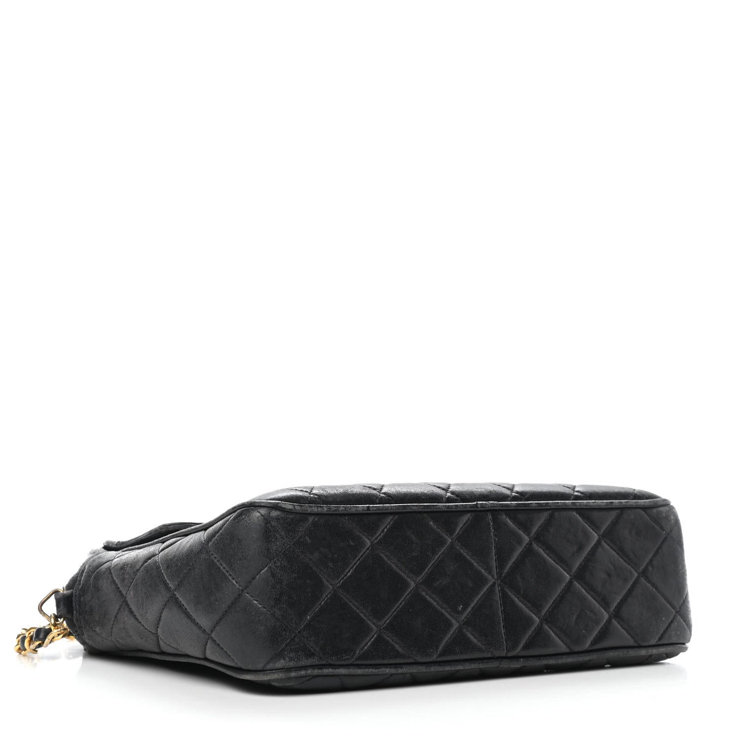 Lambskin Quilted Tassel Flap Camera Case Black