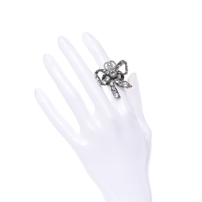 Gucci Metal Crystal Bow Ring 5 Aged Silver 2 of 6