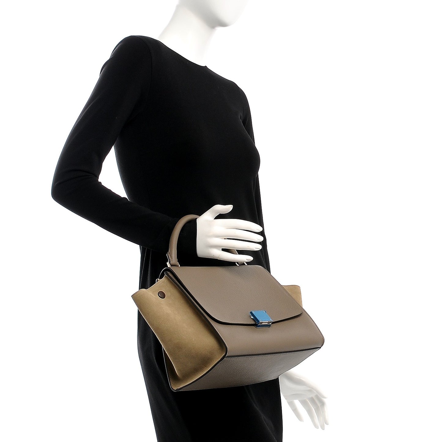 Drummed Calfskin Suede Small Trapeze Souris