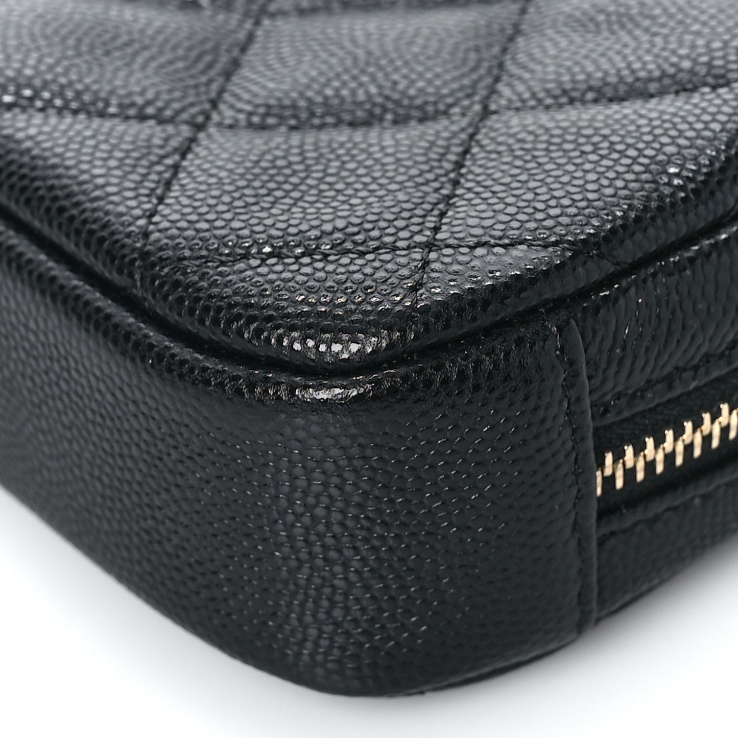 Caviar Quilted Small Curvy Pouch Cosmetic Case Black