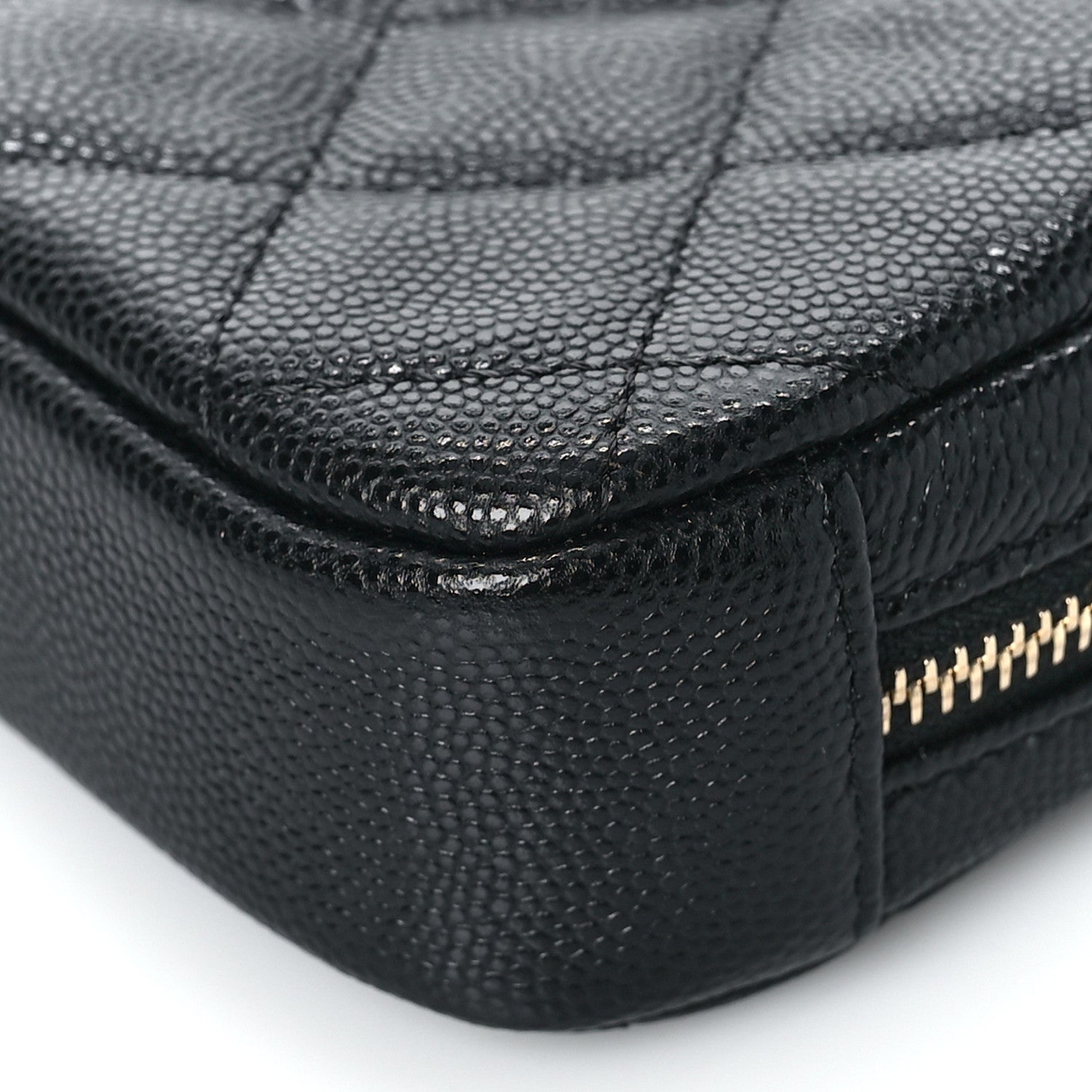 Chanel Caviar Quilted Small Curvy Pouch Cosmetic Case Black 9 of 10