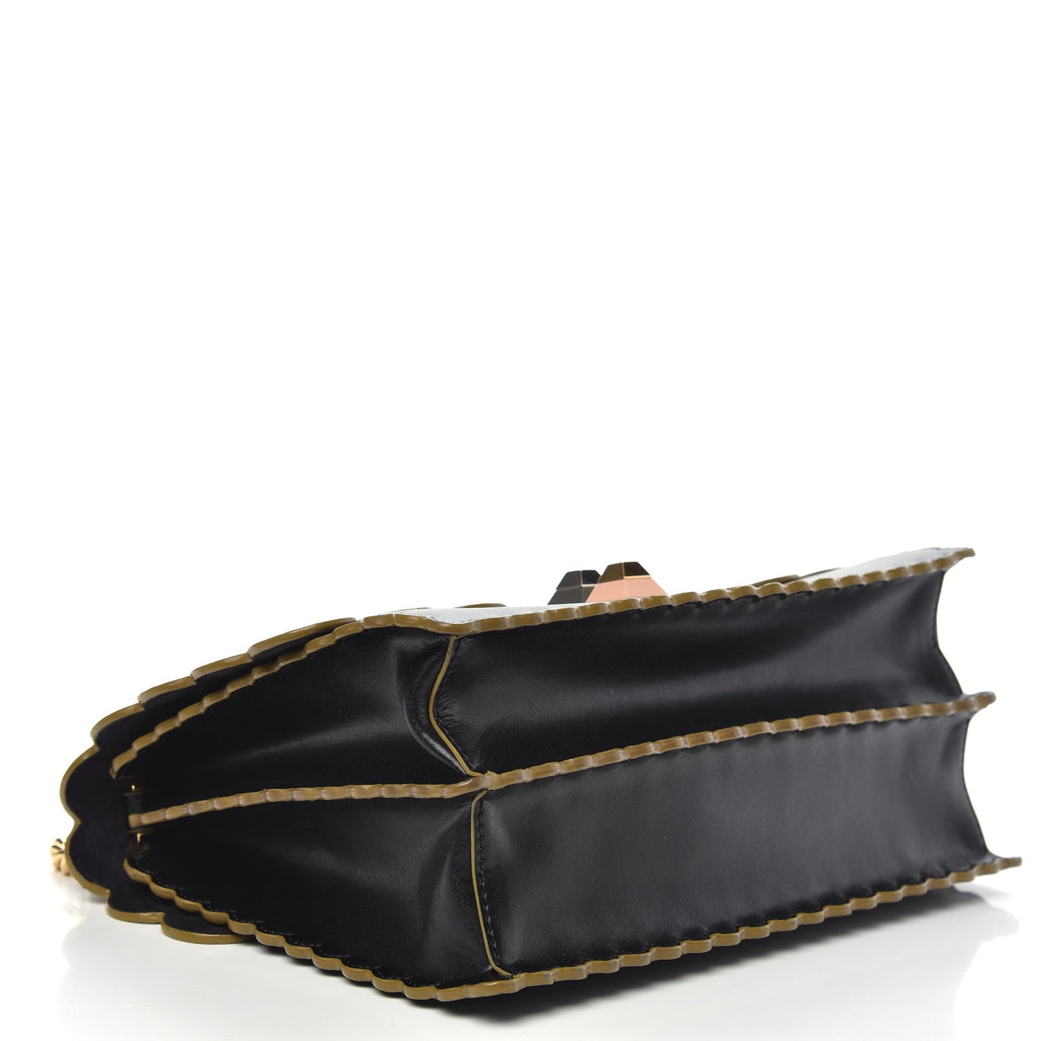 Fendi Vitello Liberty Scalloped Studded Kan I Shoulder Bag Black 5 of 13