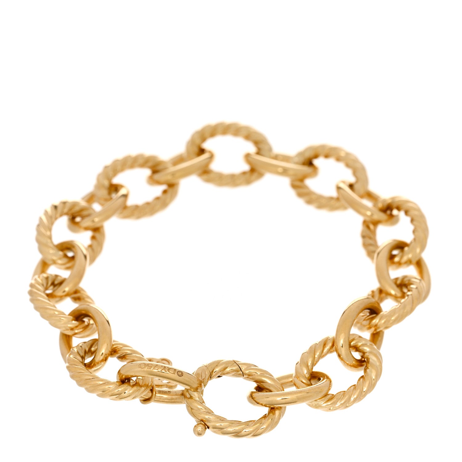 David Yurman 18K Yellow Gold 12mm Large Oval Link Bracelet 2 of 3