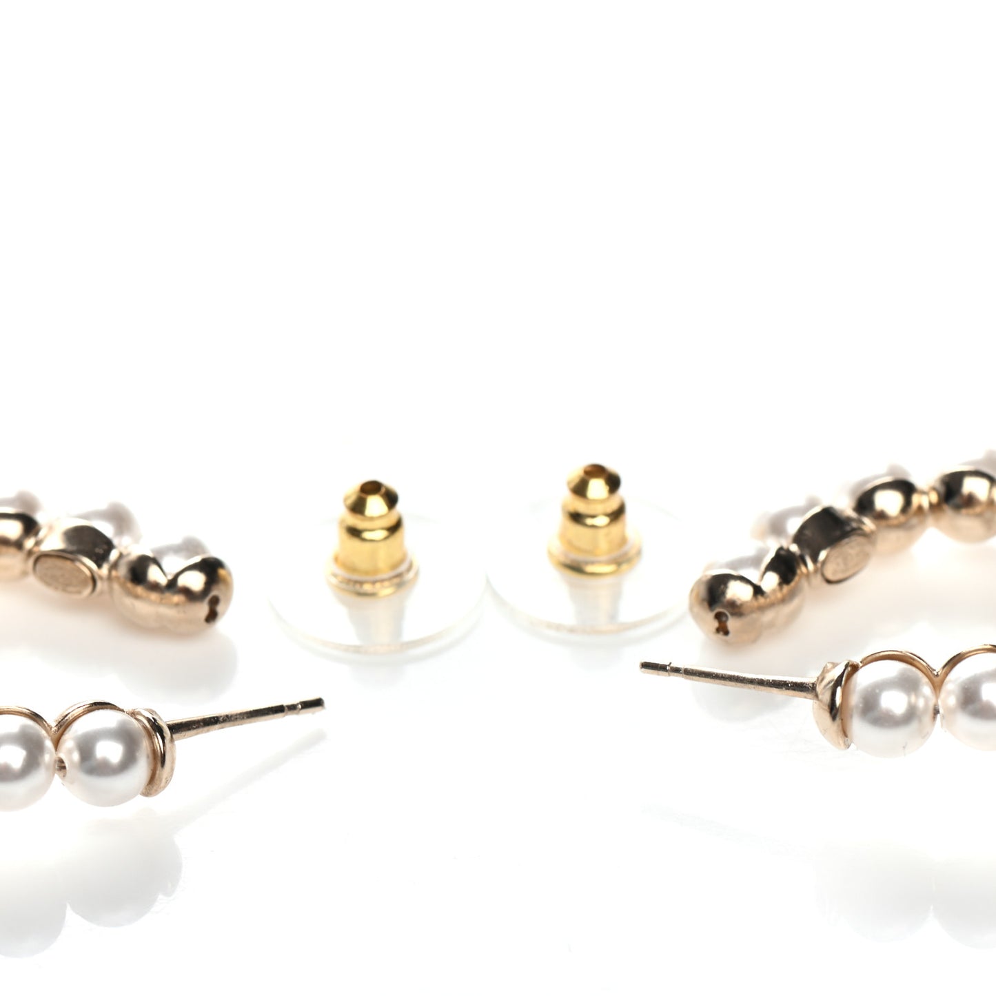 Crystal Pearl CC No 5 Hoop Drop Earring Gold