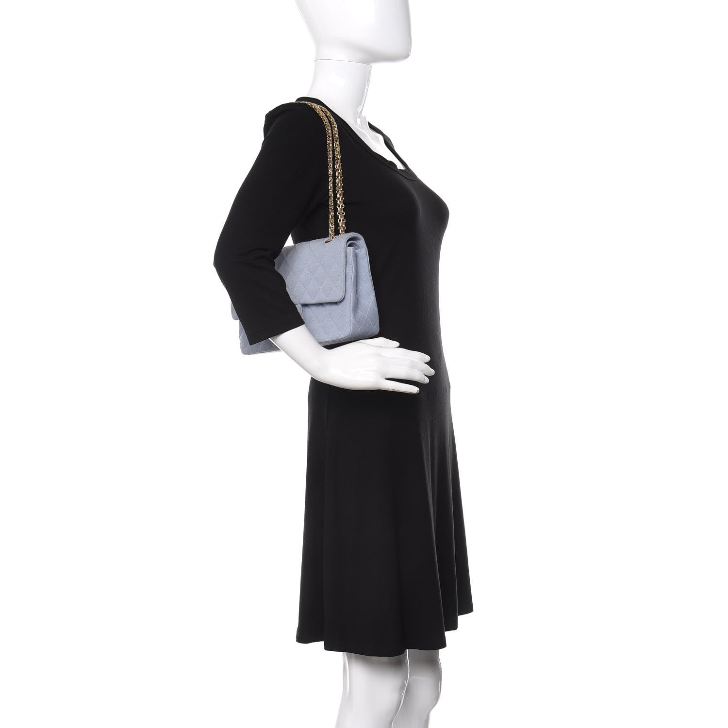 Chanel Jersey Quilted Medium Double Flap Light Blue 2 of 12