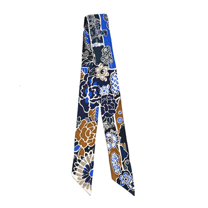 Hermes Silk Bingata Twilly Marine Tabac White 2 of 4