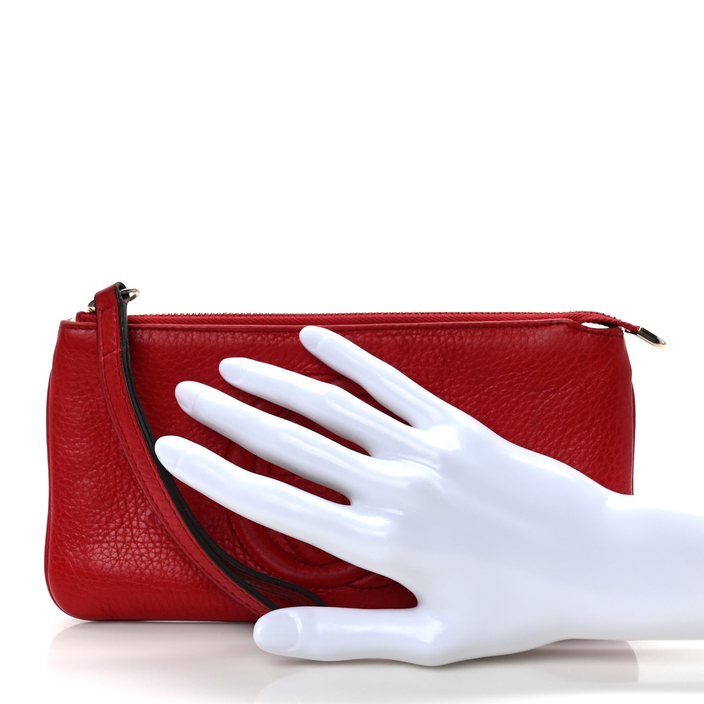 Pebbled Calfskin Soho Wristlet Vibrant Red