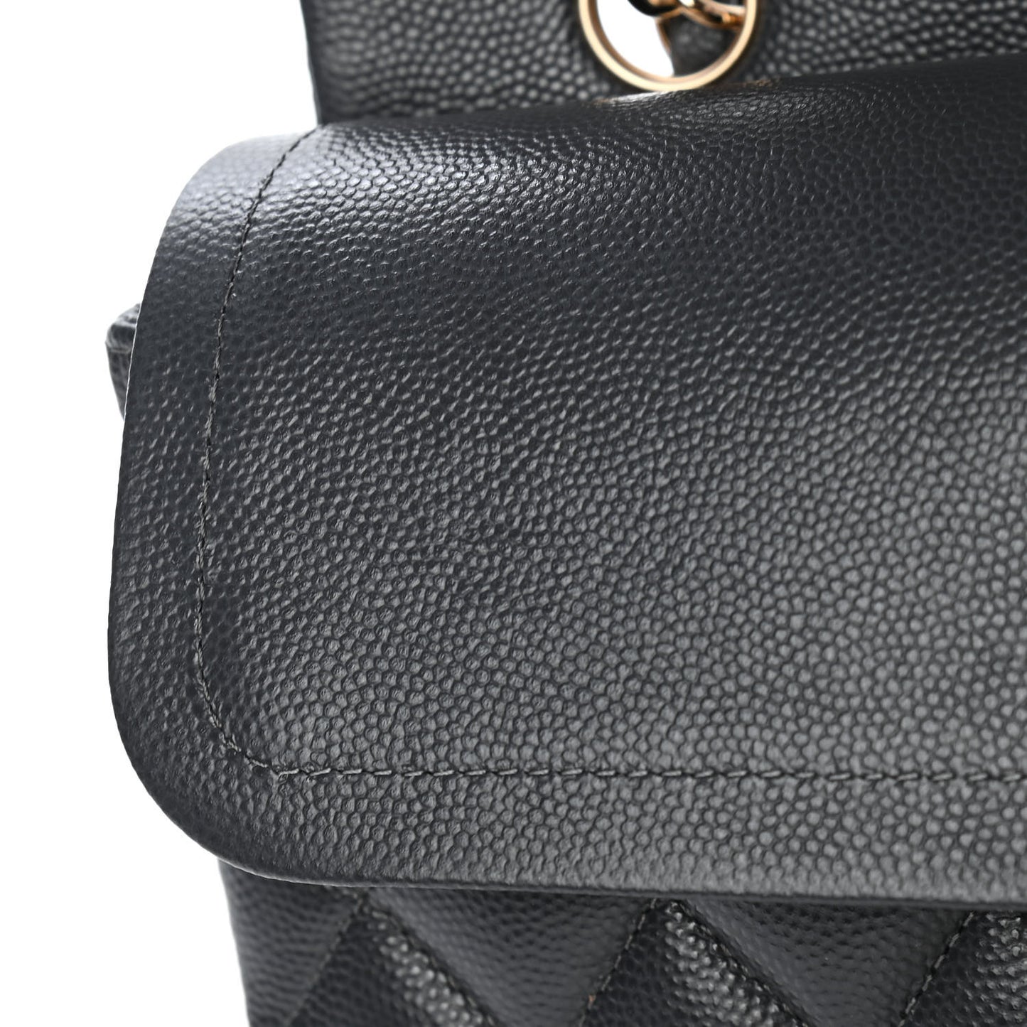 Caviar Quilted Medium Double Flap Dark Grey