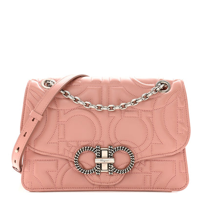 Salvatore Ferragamo Calfskin Quilted Gancini Flap Bag Antique Rose 1 of 14