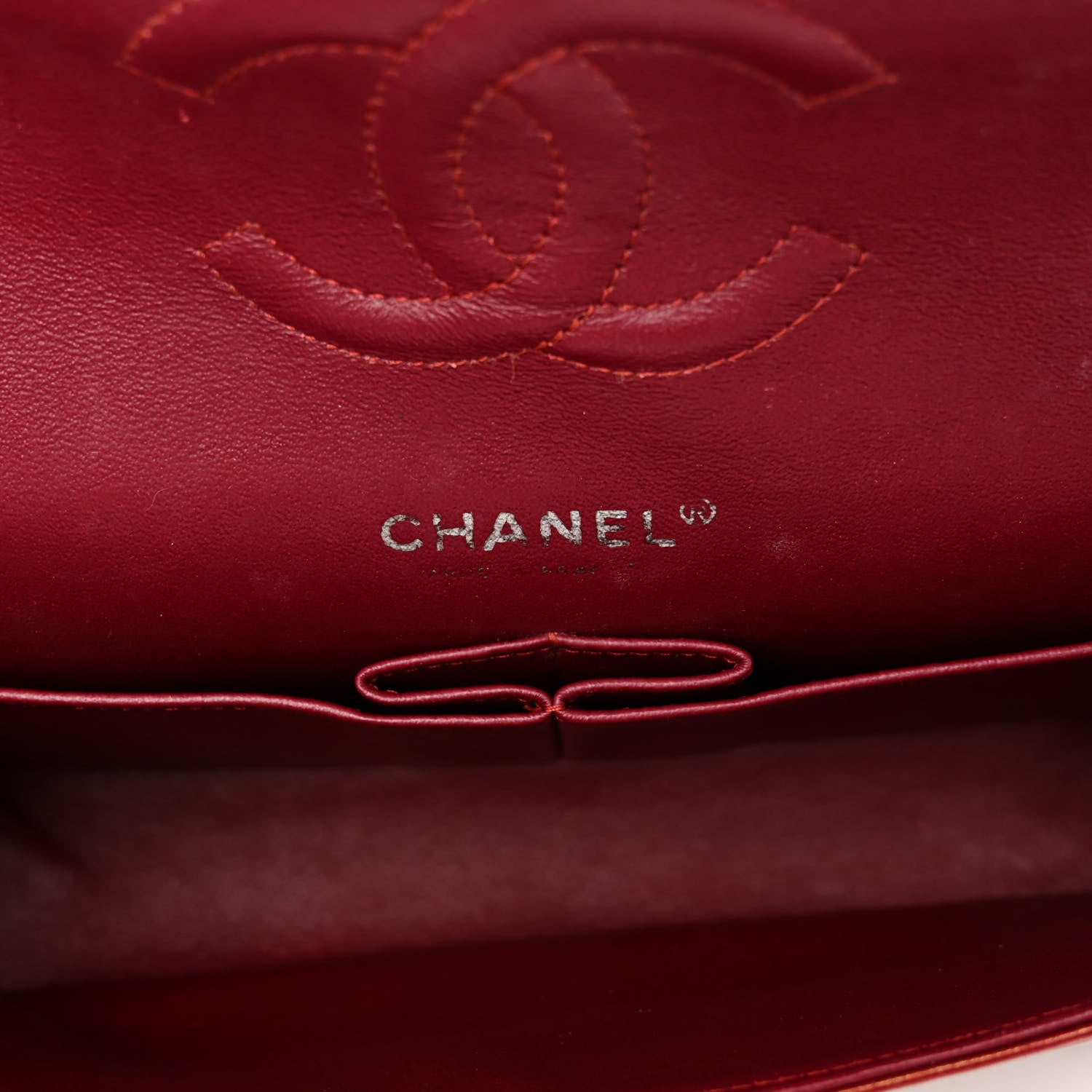 Chanel Patent Calfskin Quilted Medium Double Flap Dark Red 6 of 13