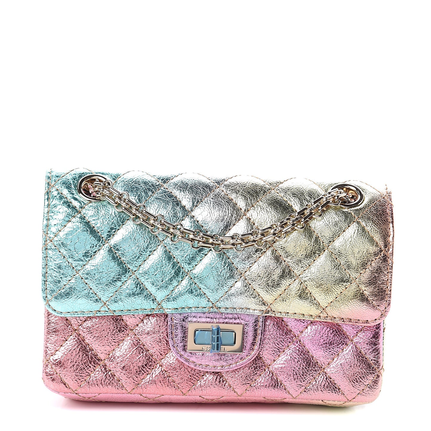 Metallic Goatskin Quilted Mini 2.55 Reissue Flap Multicolor