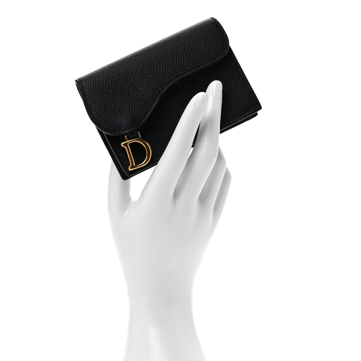 Christian Dior Grained Calfskin Saddle Card Holder Black 2 of 6