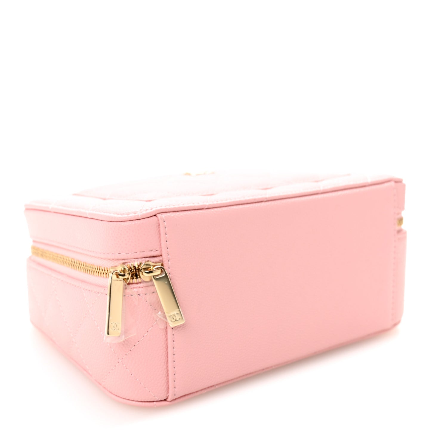 Caviar Quilted Top Handle Vanity With Chain Light Pink