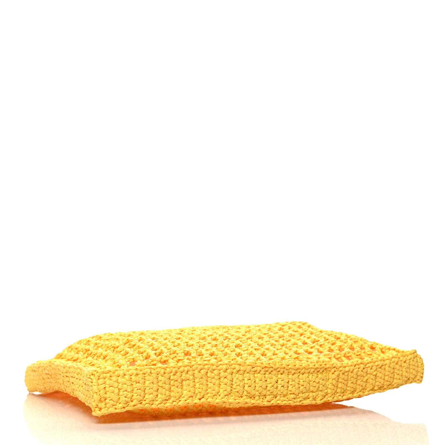 Prada Yarn Raffia Effect Crochet Logo Embroidered Tote Bag Giallo 4 of 9