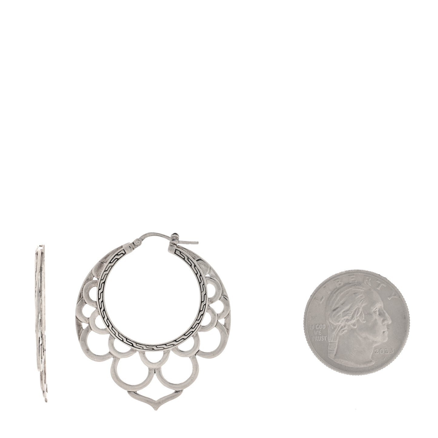 Sterling Silver Large Naga Lace Hoop Earrings
