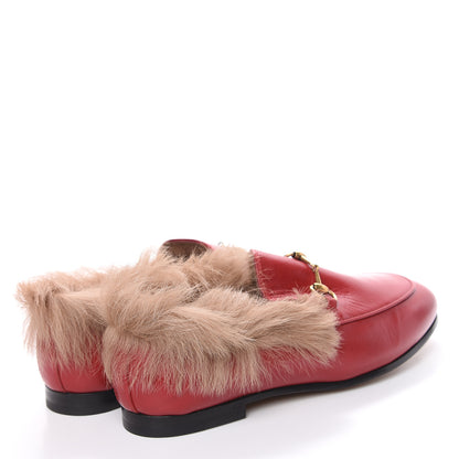 Gucci Malaga Kid Fur Womens Jordaan Loafers 36.5 Hibiscus Red Natural 4 of 10