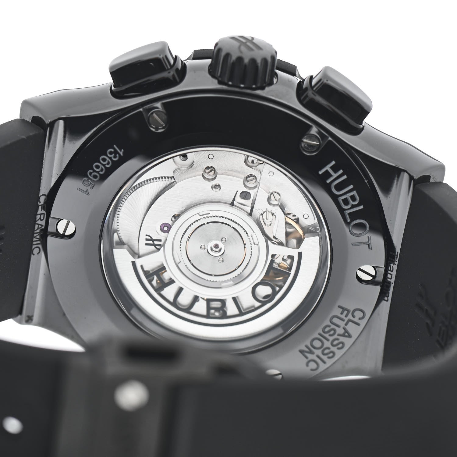 Hublot Ceramic Rubber 45mm Classic Fusion Chronograph Automatic Watch Black 521.CM.1171.RX 4 of 5