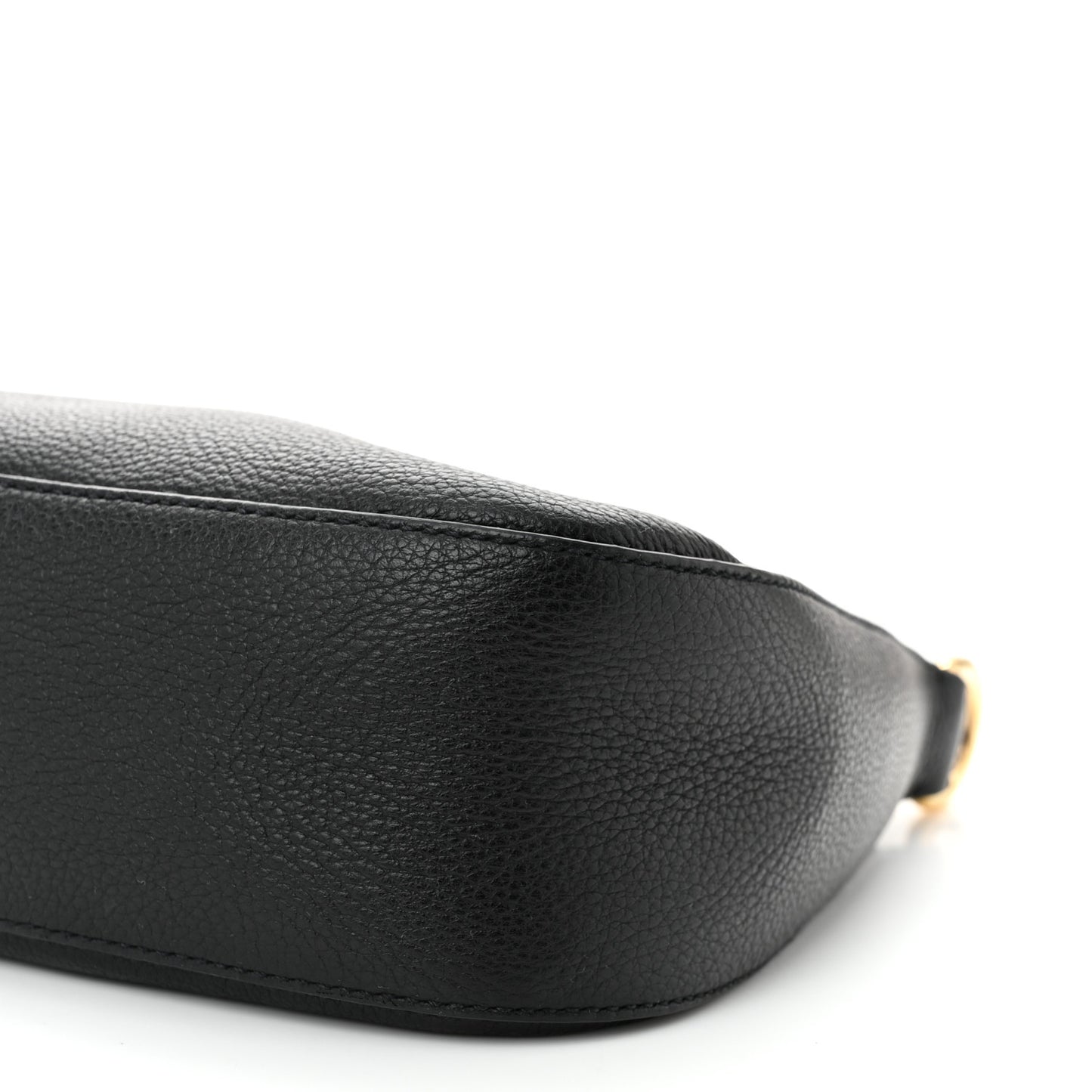 Vitello Daino Soft Zippered Hobo Shoulder Bag Black