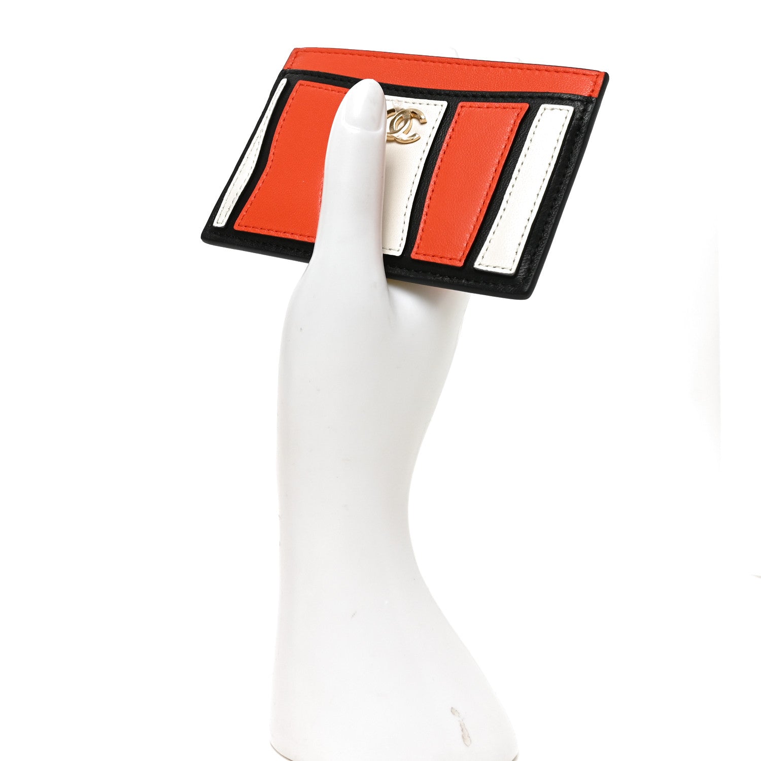 Chanel Calfskin Coco Beach Card Holder Orange White Black 2 of 8
