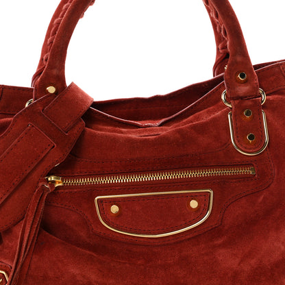 Balenciaga Baby Daim Suede Gold Metallic Edge Hardware City Bois De Rose Fonce 9 of 12