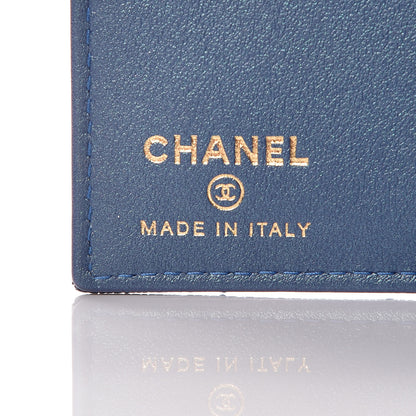 Chanel Iridescent Caviar Quilted Card Holder Wallet Dark Blue 6 of 8