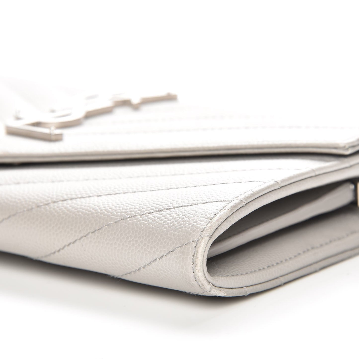 Grain De Poudre Matelasse Monogram Flap Wallet Light Grey