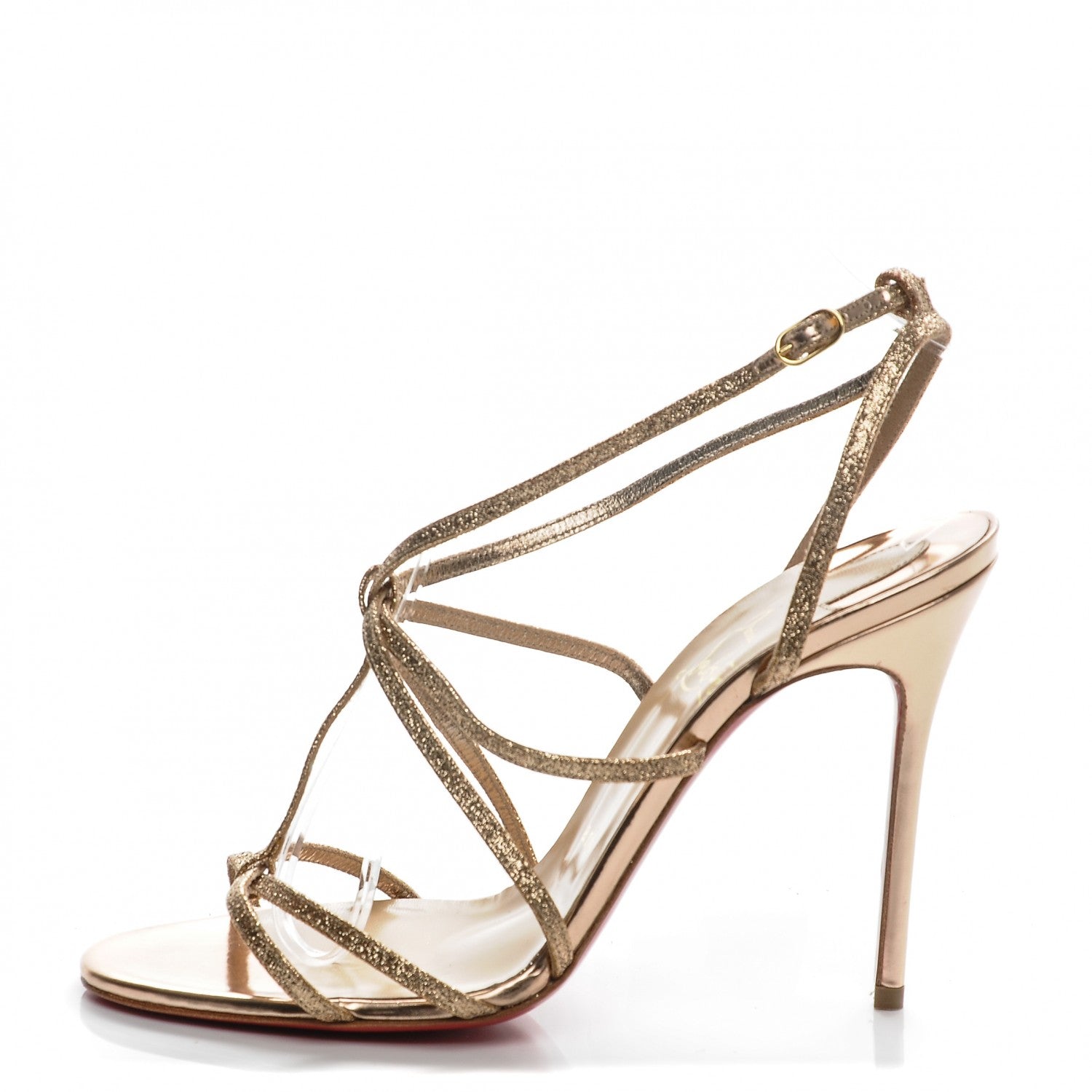Christian Louboutin Specchio Mini Glitter Youpiyou 100 Sandals 37 Nude 1 of 8
