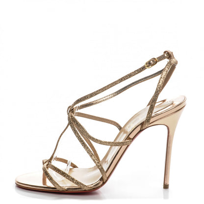 Christian Louboutin Specchio Mini Glitter Youpiyou 100 Sandals 37 Nude 1 of 8
