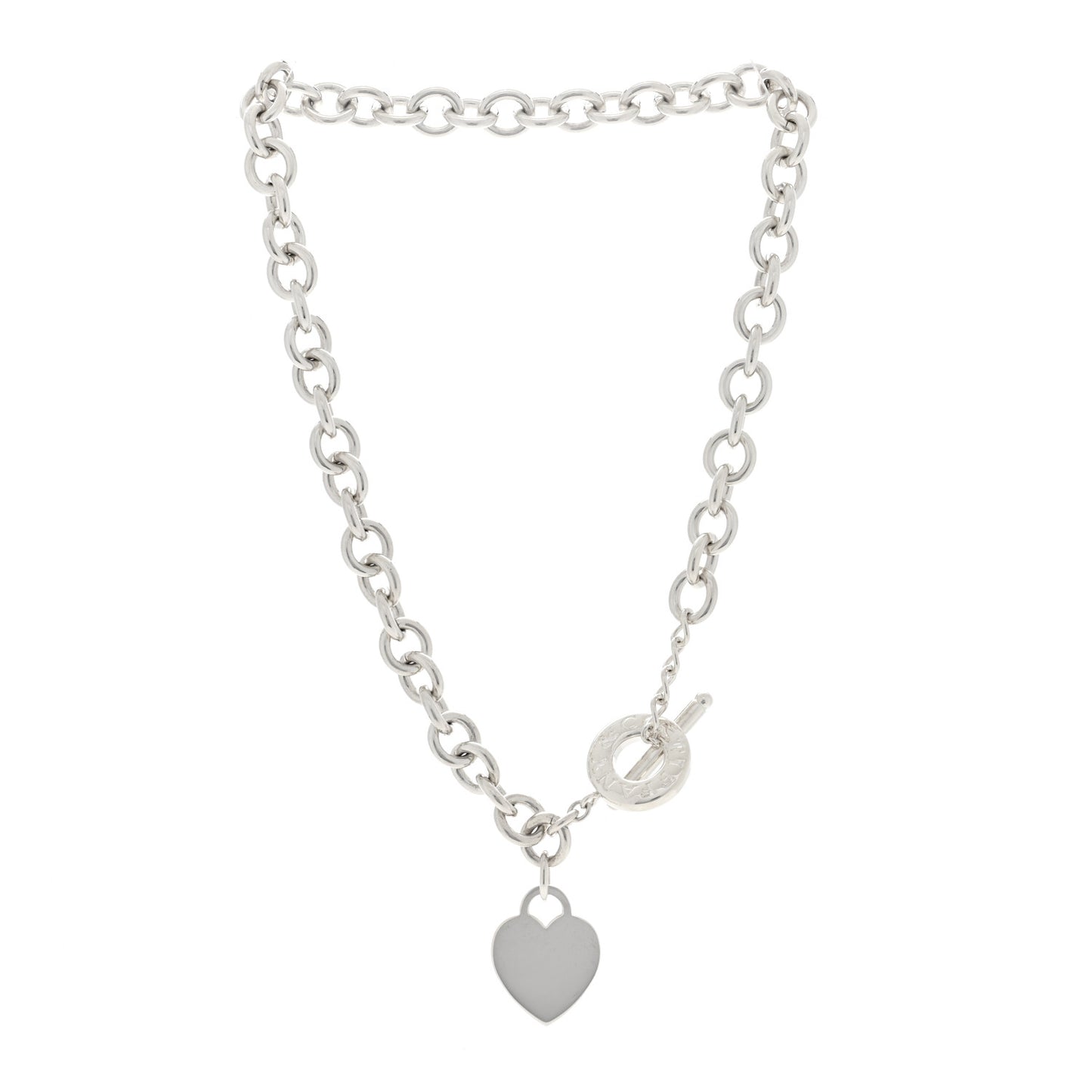 Sterling Silver Heart Tag Toggle Necklace