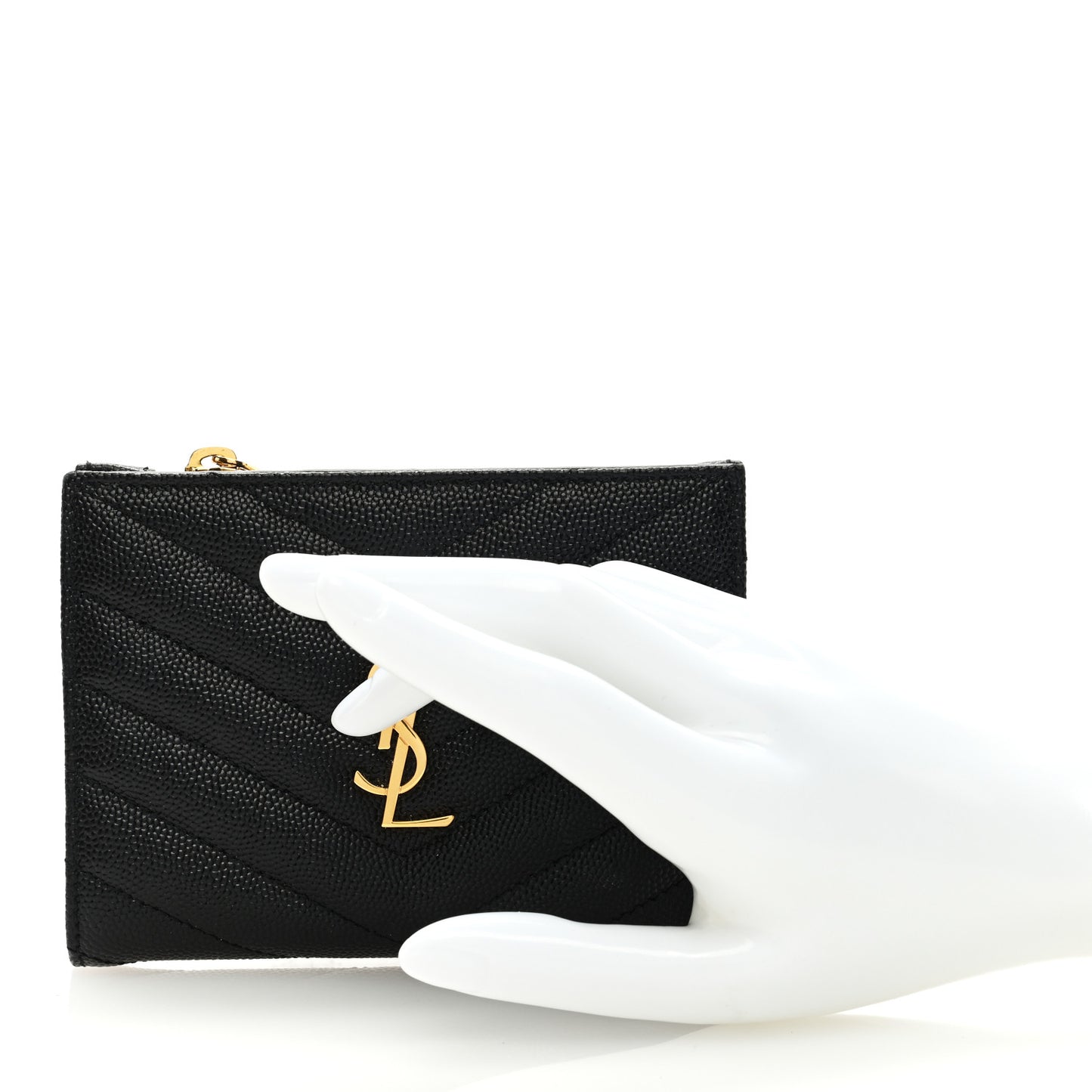Grain De Poudre Matelasse Chevron Monogram Zipped Card Case Black