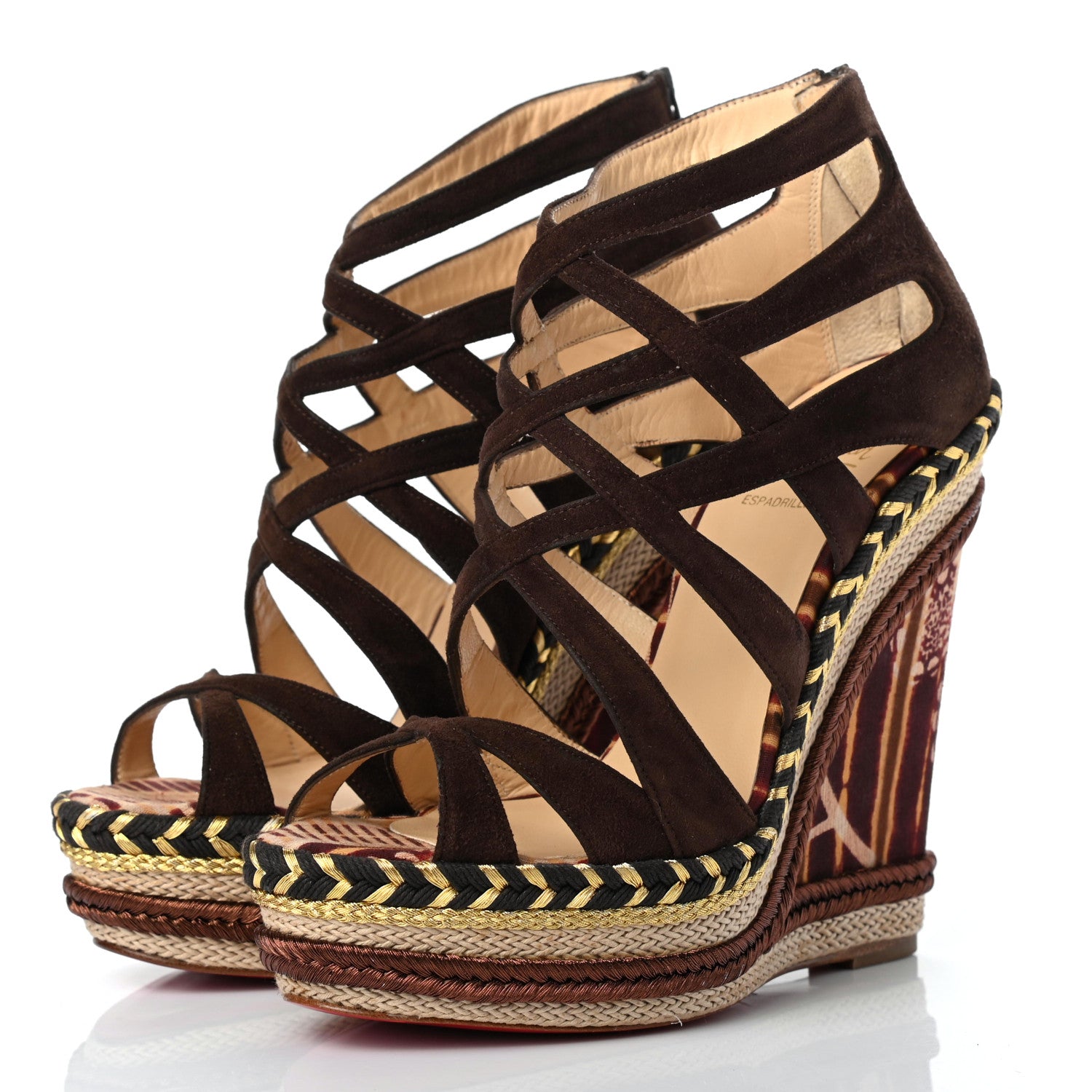 Christian Louboutin Suede Tosca 140 Platform Wedge Sandals 36 Chocolate 3 of 8