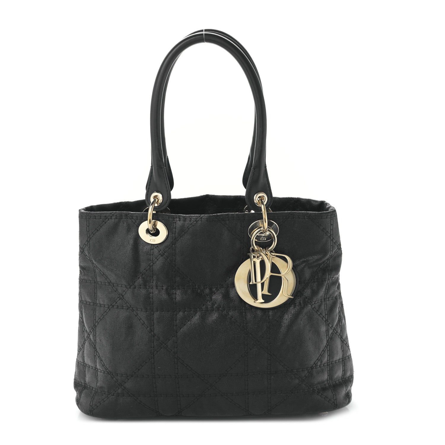 Christian Dior Coated Canvas Cannage Large Dior Soft Shopping Tote Black 1 of 8