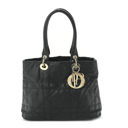 Christian Dior Coated Canvas Cannage Large Dior Soft Shopping Tote Black 1 of 8
