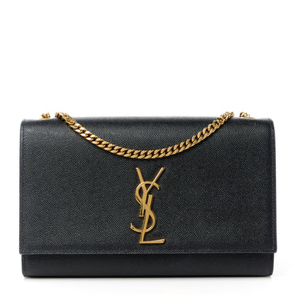 Saint Laurent Grain De Poudre Medium Classic Monogram Kate Satchel Black 1 of 11